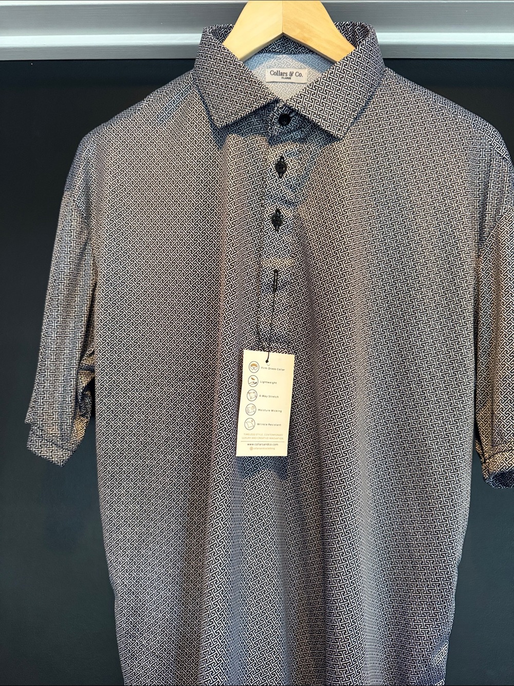 Collars & Co Dark The Xeron Polo Shirt XL Dress Collar Performance NWT - Picture 4 of 7